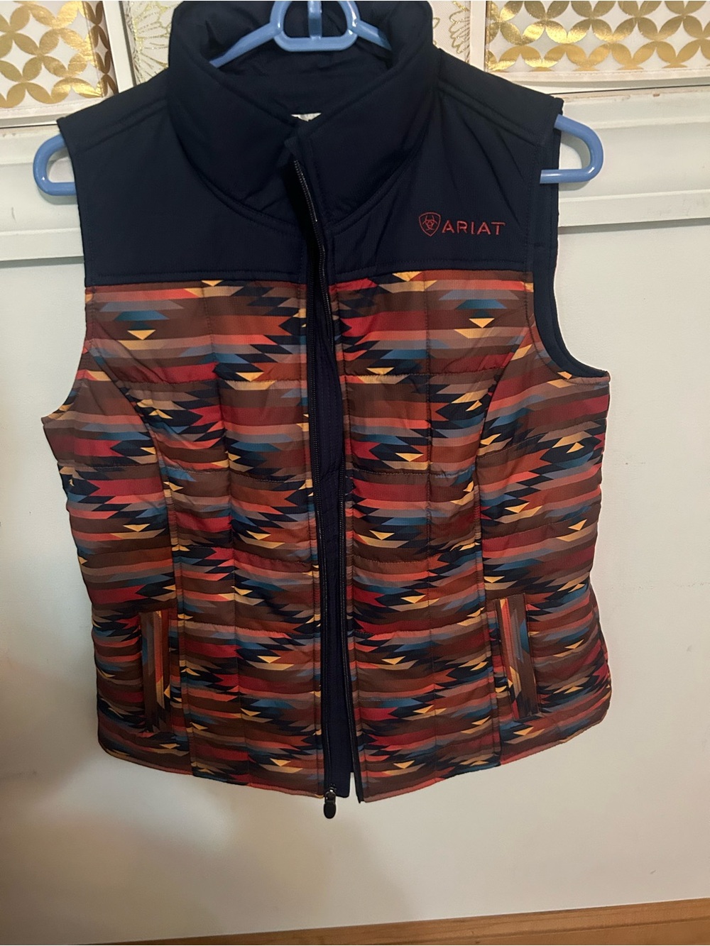 Ariat Navy Quilted Vest with Subtle Jacquard Pattern
